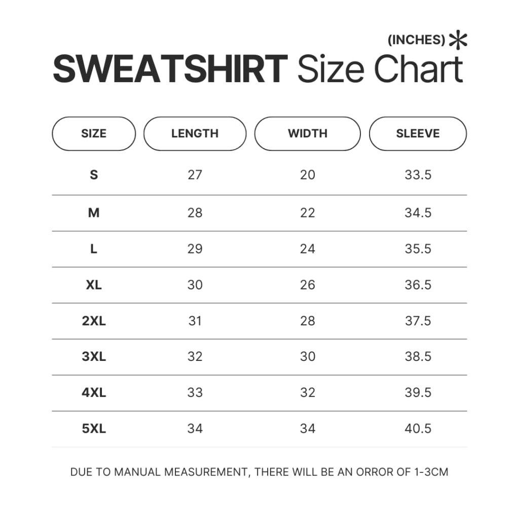 Sweatshirt Size Chart - My Melody Store