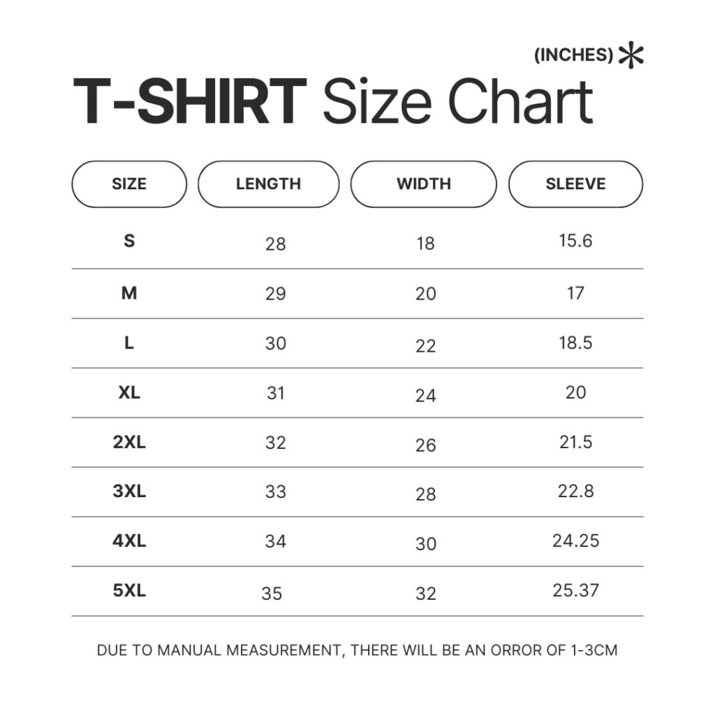 T shirt Size Chart - My Melody Store